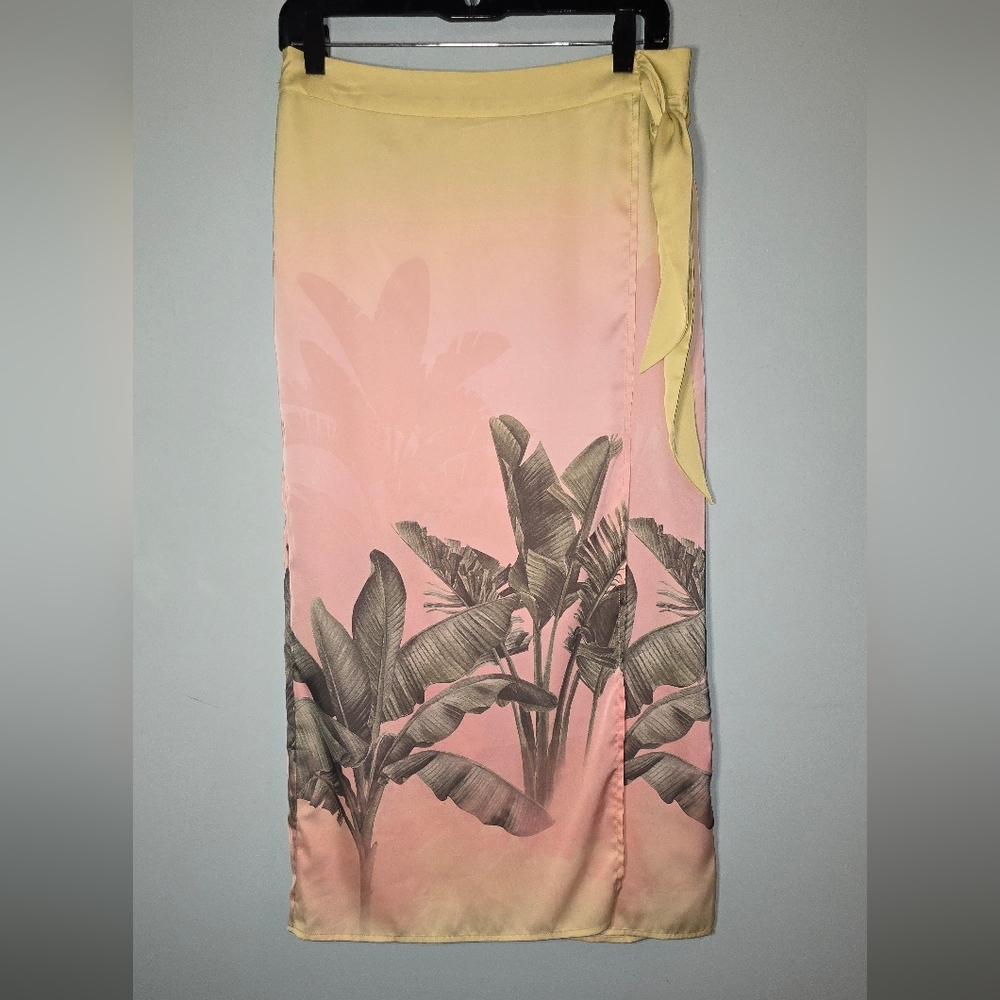 Rachel Zoe Ombre Midi Skirt with Palm Print Size Medium